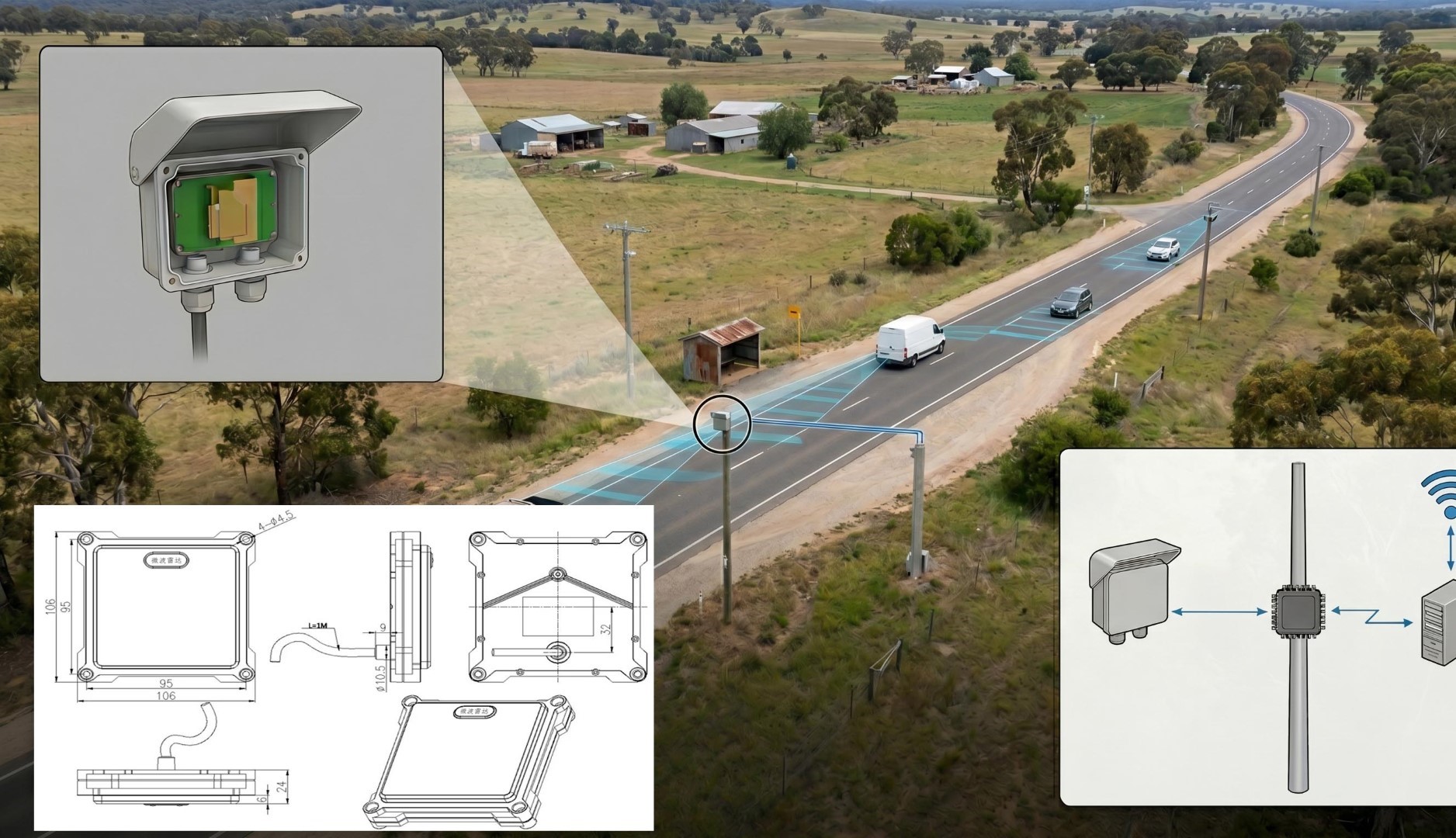 Sistema para monitoreo de velocidad de vehículos. - Imagen arquitectónica