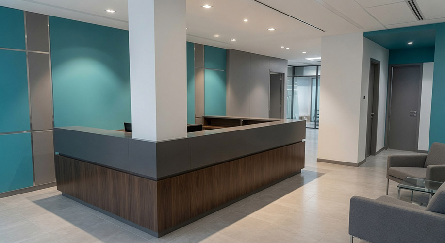 Reforma de Oficina, Instalaciones, Cambio de Imagen Institucional - Nueva recepción
