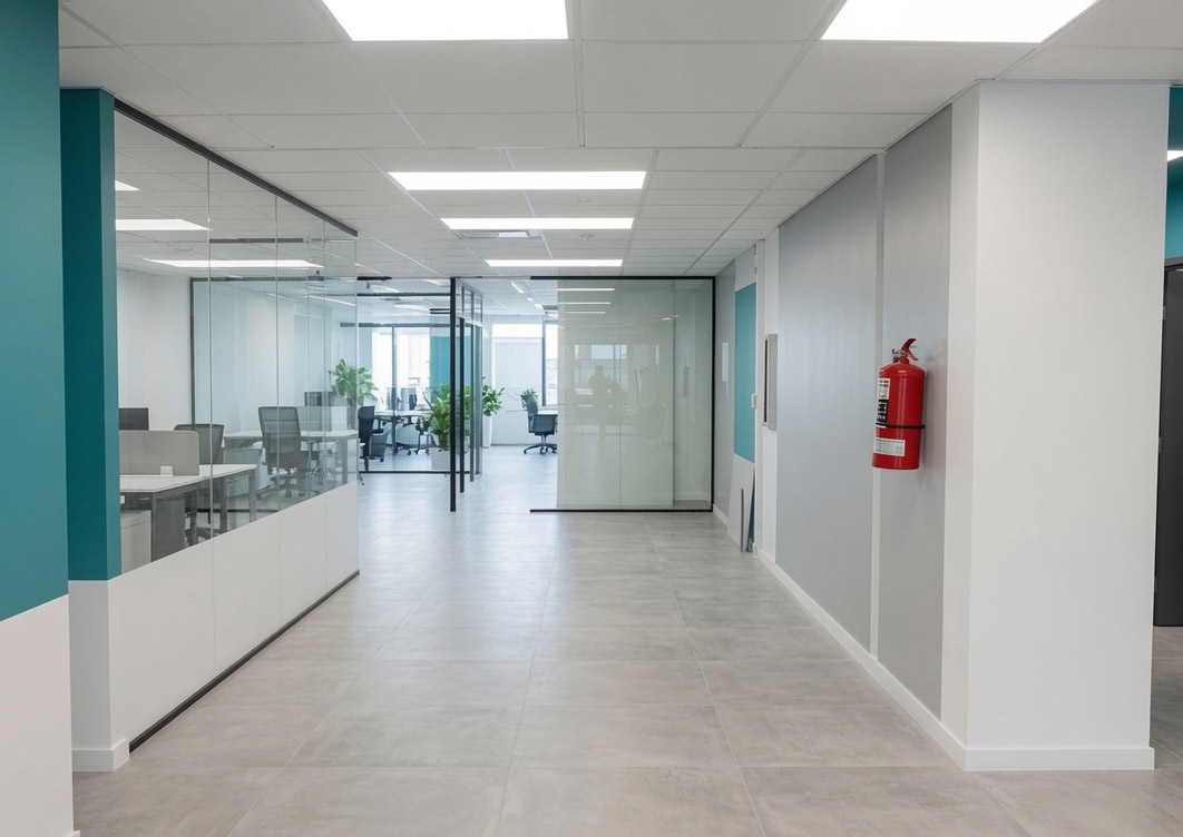 Reforma de Oficina, Instalaciones, Cambio de Imagen Institucional - Vista hacia calle Echeverría